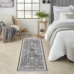 Nourison Lennox LEN02 Runner Rug, Charcoal/Ivory/Blue, 2'2" x 7'6"