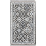 Nourison Lennox LEN02 Area Rug, Charcoal/Ivory/Blue, 2'3" x 3'9"