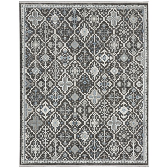 Nourison Lennox LEN02 Area Rug, Charcoal/Ivory/Blue, 7'10" x 9'10"