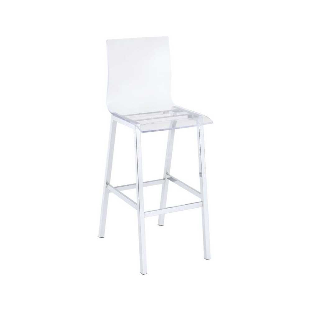 ACME Nadie Bar Chair (Set-2), Clear Acrylic & Chrome