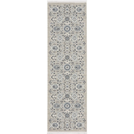 Nourison Lennox LEN04 Runner Rug, Grey/Blue, 2'2" x 7'6"