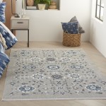 Nourison Lennox LEN04 Area Rug, Grey/Blue, 4' x 6'