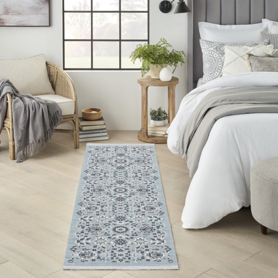 Nourison Lennox LEN04 Runner Rug, Light Blue Grey, 2'2" x 7'6"