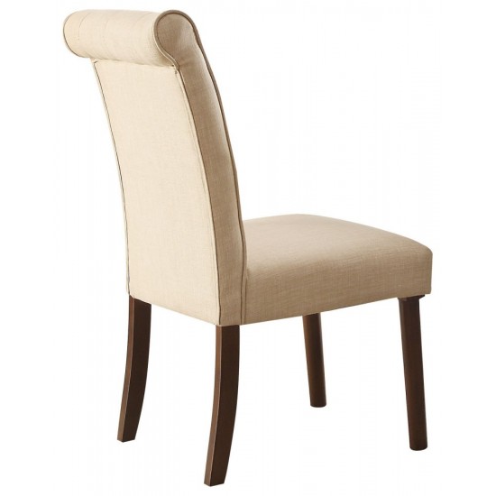 ACME Gasha Side Chair (Set-2), Beige Linen & Walnut