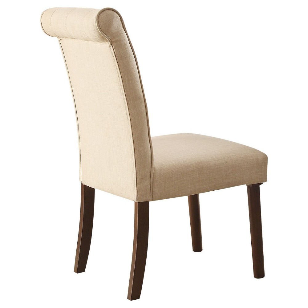 ACME Gasha Side Chair (Set-2), Beige Linen & Walnut