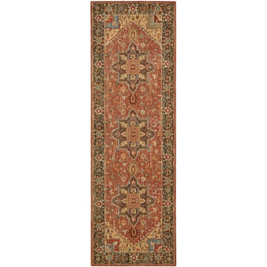 Nourison Living Treasures LI01 Runner Rug, Rust, 2'6" x 12'