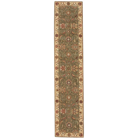 Nourison Living Treasures LI04 Runner Rug, Green, 2'6" x 12'