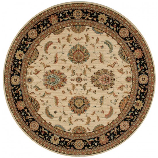 Nourison Living Treasures LI04 Area Rug, Ivory/Black, 7'10" x Round