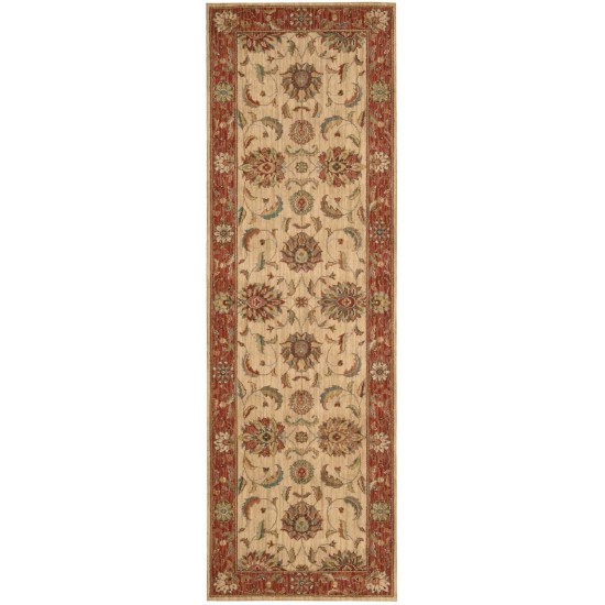 Nourison Living Treasures LI04 Runner Rug, Ivory/Red, 2'6" x 8'