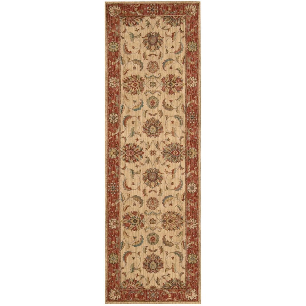 Nourison Living Treasures LI04 Runner Rug, Ivory/Red, 2'6" x 8'