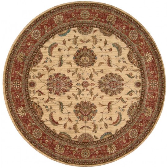 Nourison Living Treasures LI04 Area Rug, Ivory/Red, 5'10" x Round