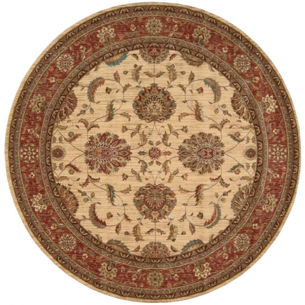 Nourison Living Treasures LI04 Area Rug, Ivory/Red, 5'10" x Round Nourison Living Treasures LI04 Area Rug, Ivory/Red, 5'10" x Round