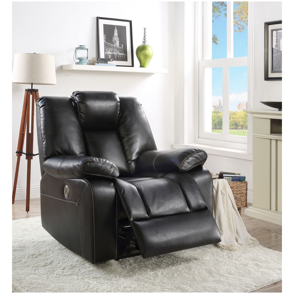 ACME Jailene Recliner (Power Motion), Black Leather-Aire