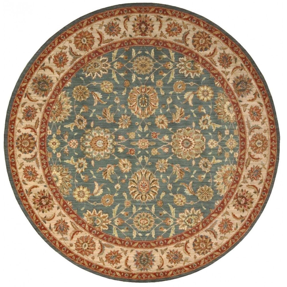 Nourison Living Treasures LI05 Area Rug, Aqua, 5'10" x Round