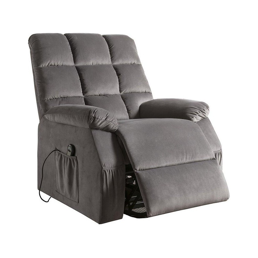 ACME Ipompea Recliner w/Power Lift & Massage, Gray Velvet