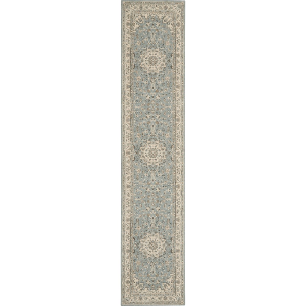 Nourison Living Treasures LI15 Runner Rug, Aqua/Ivory, 2'6" x 12'