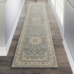 Nourison Living Treasures LI15 Runner Rug, Aqua/Ivory, 2'6" x 12'