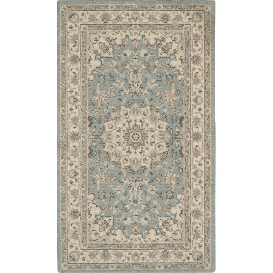 Nourison Living Treasures LI15 Area Rug, Aqua/Ivory, 2'6" x 4'3"