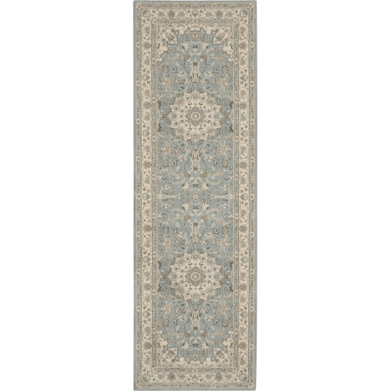 Nourison Living Treasures LI15 Runner Rug, Aqua/Ivory, 2'6" x 8'