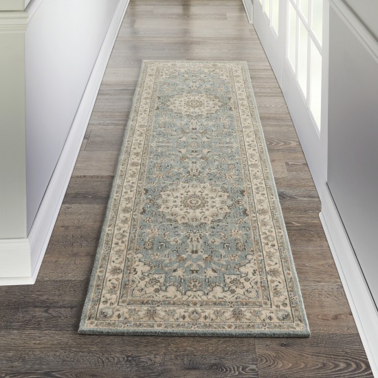 Nourison Living Treasures LI15 Runner Rug, Aqua/Ivory, 2'6" x 8'