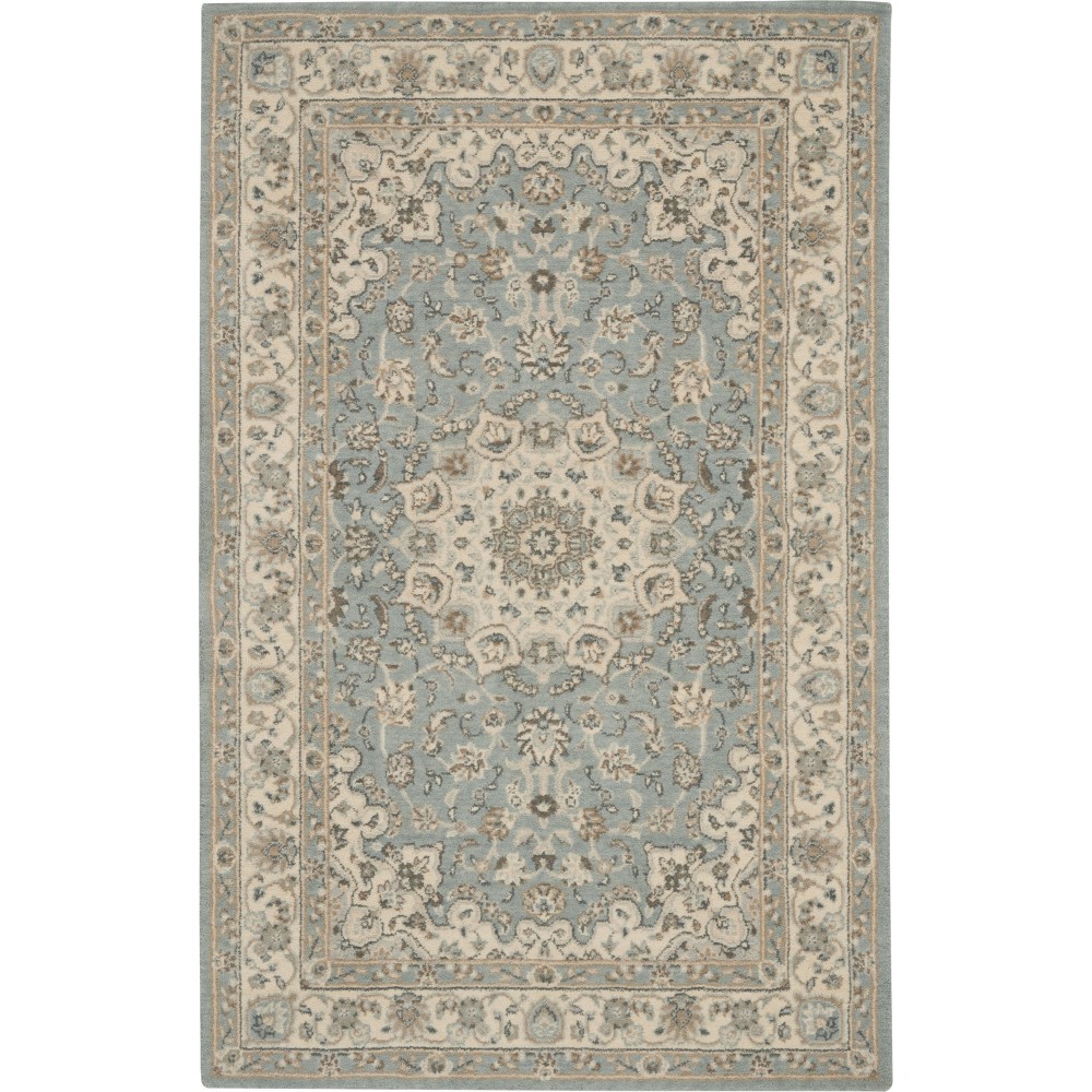 Nourison Living Treasures LI15 Area Rug, Aqua/Ivory, 3'6" x 5'6"