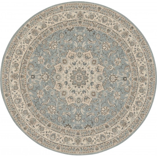 Nourison Living Treasures LI15 Area Rug, Aqua/Ivory, 5'10" x Round