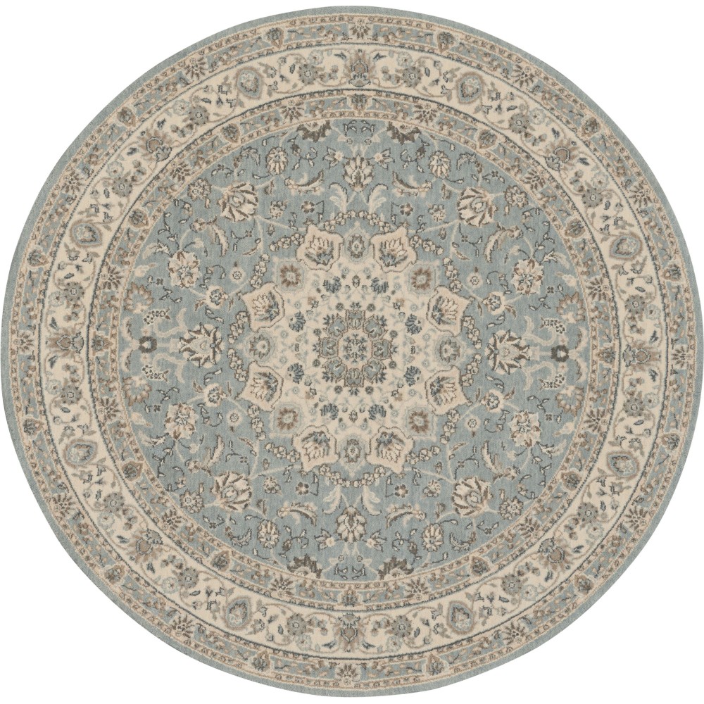 Nourison Living Treasures LI15 Area Rug, Aqua/Ivory, 5'10" x Round