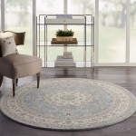 Nourison Living Treasures LI15 Area Rug, Aqua/Ivory, 5'10" x Round