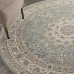 Nourison Living Treasures LI15 Area Rug, Aqua/Ivory, 5'10" x Round