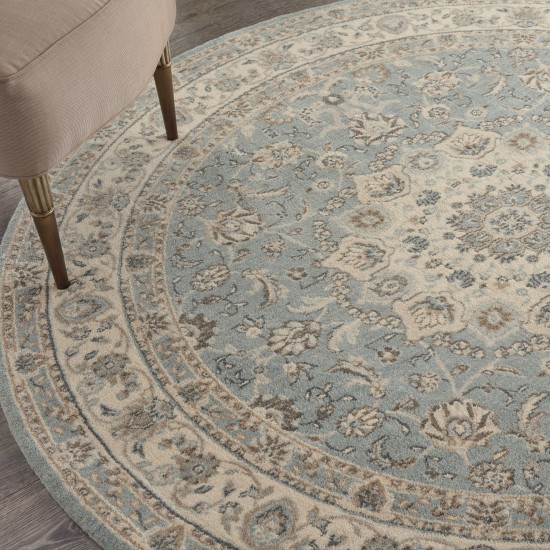 Nourison Living Treasures LI15 Area Rug, Aqua/Ivory, 5'10" x Round