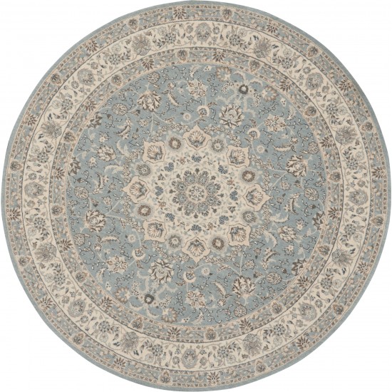 Nourison Living Treasures LI15 Area Rug, Aqua/Ivory, 7'10" x Round