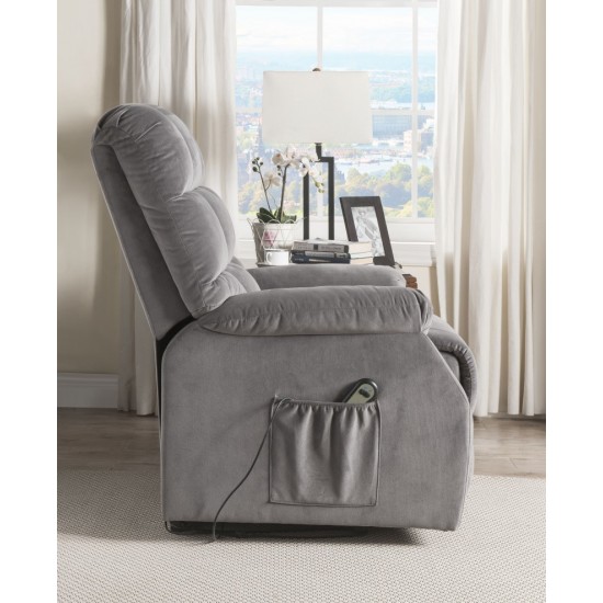 ACME Ipompea Recliner w/Power Lift & Massage, Gray Velvet