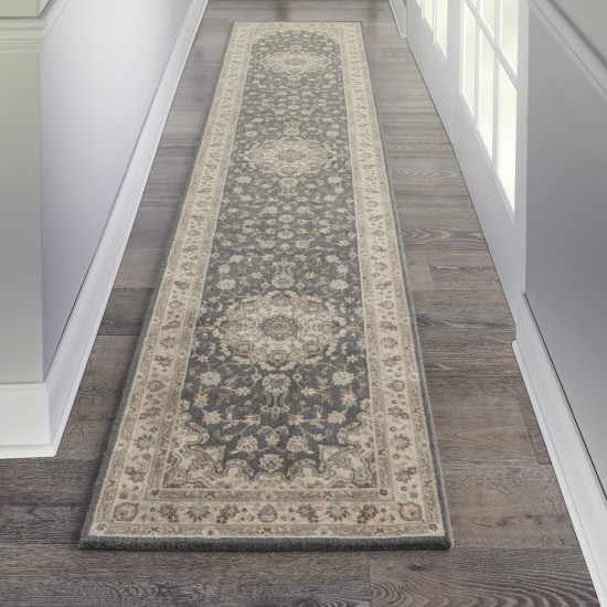 Nourison Living Treasures LI15 Runner Rug, Grey/Ivory, 2'6" x 12'