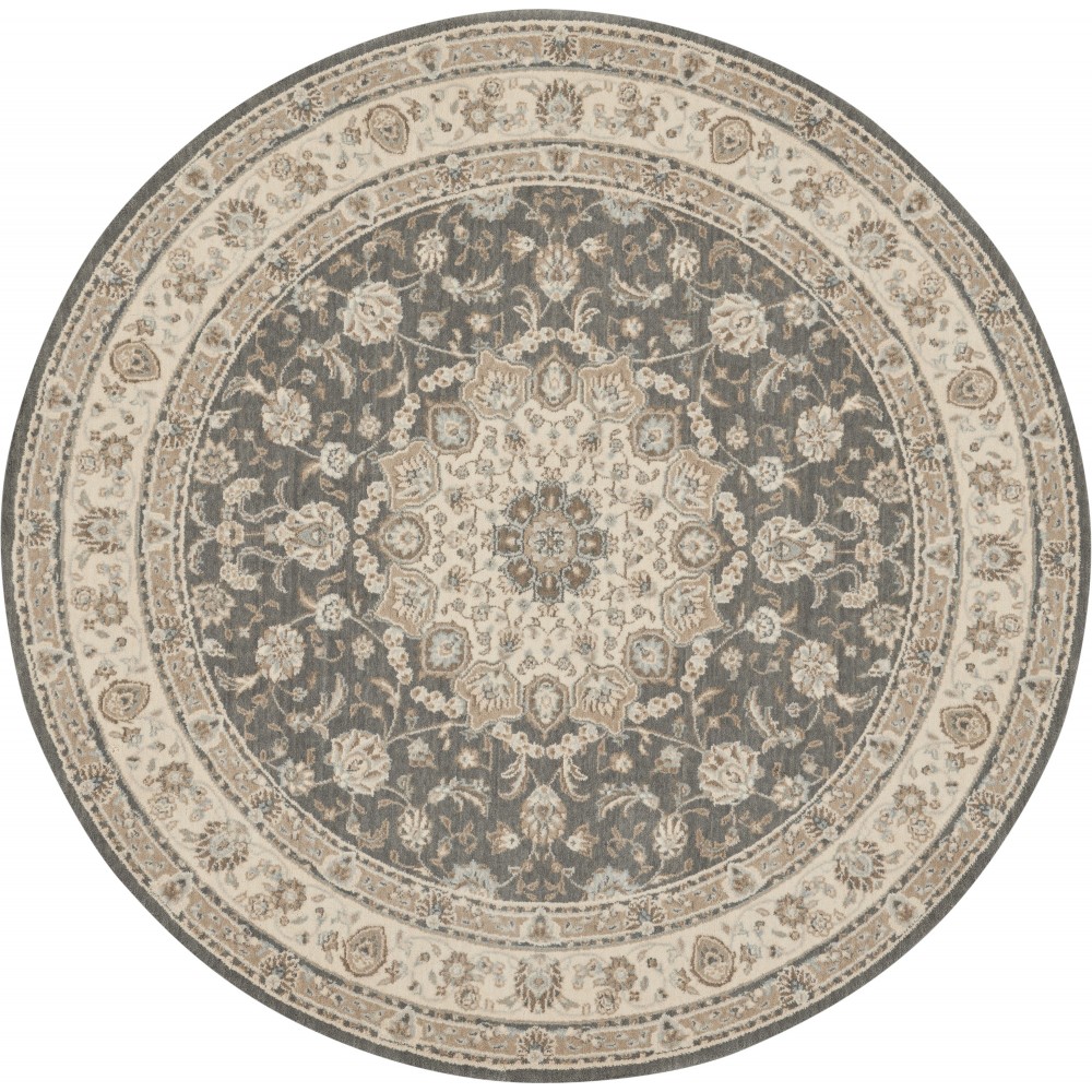 Nourison Living Treasures LI15 Area Rug, Grey/Ivory, 5'10" x Round