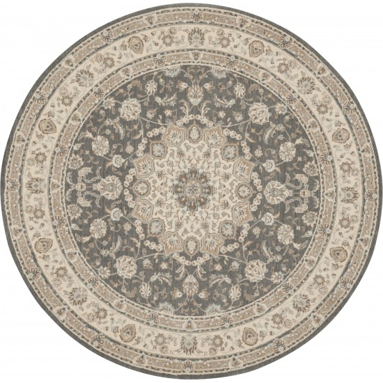 Nourison Living Treasures LI15 Area Rug, Grey/Ivory, 7'10" x Round