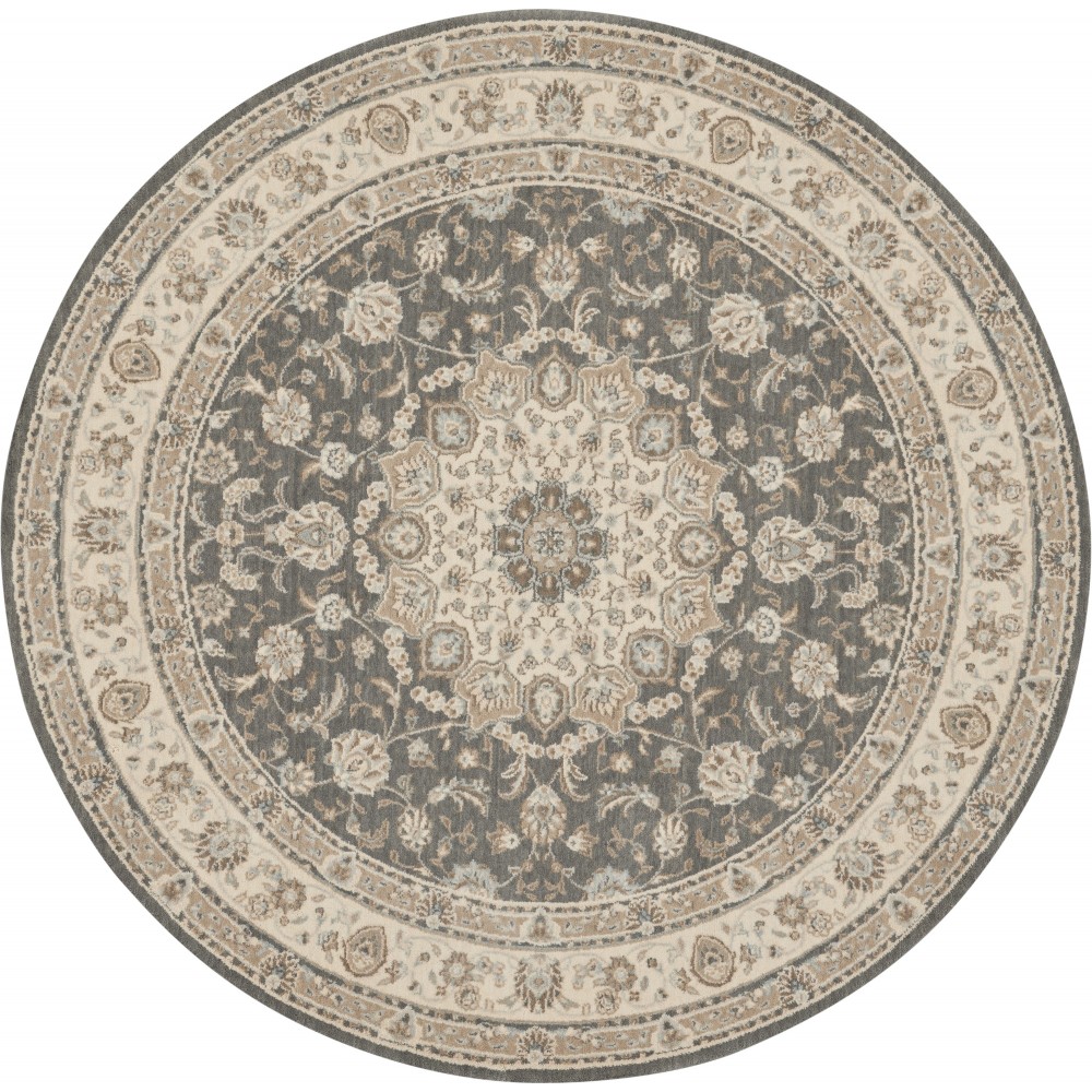 Nourison Living Treasures LI15 Area Rug, Grey/Ivory, 7'10" x Round Nourison Living Treasures LI15 Area Rug, Grey/Ivory, 7'10" x Round