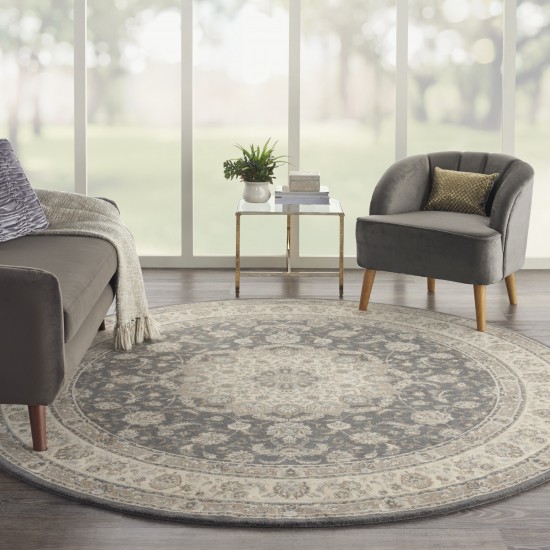 Nourison Living Treasures LI15 Area Rug, Grey/Ivory, 7'10" x Round