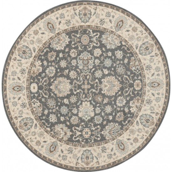 Nourison Living Treasures LI16 Area Rug, Grey/Ivory, 5'10" x Round