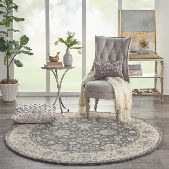 Nourison Living Treasures LI16 Area Rug, Grey/Ivory, 5'10" x Round