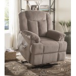 ACME Ixia Recliner w/Power Lift & Massage, Light Brown Fabric