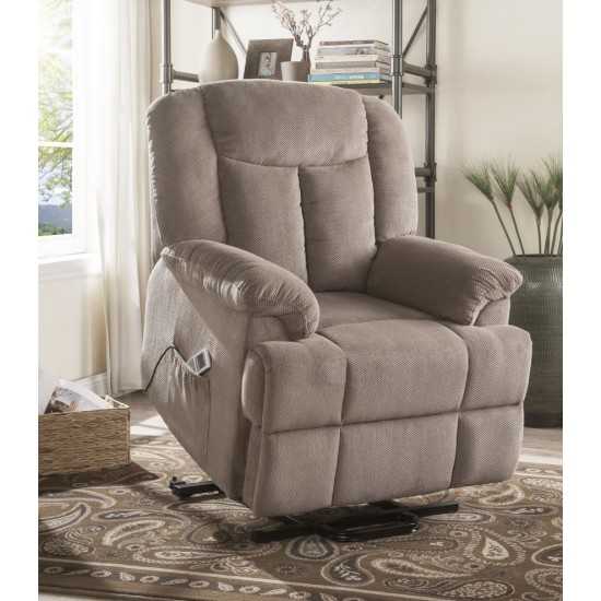 ACME Ixia Recliner w/Power Lift & Massage, Light Brown Fabric