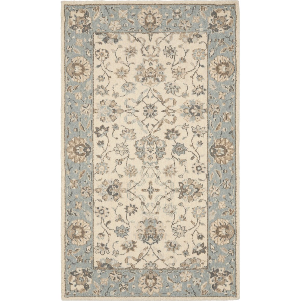 Nourison Living Treasures LI16 Area Rug, Ivory/Aqua, 2'6" x 4'3"