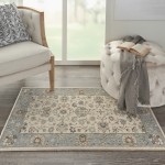 Nourison Living Treasures LI16 Area Rug, Ivory/Aqua, 2'6" x 4'3"