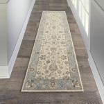 Nourison Living Treasures LI16 Runner Rug, Ivory/Aqua, 2'6" x 8'