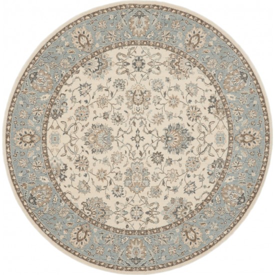 Nourison Living Treasures LI16 Area Rug, Ivory/Aqua, 5'10" x Round