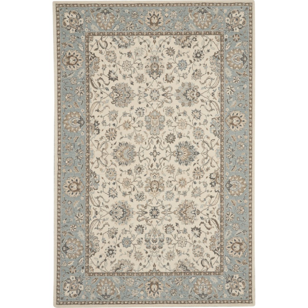 Nourison Living Treasures LI16 Area Rug, Ivory/Aqua, 5'6" x 8'3"