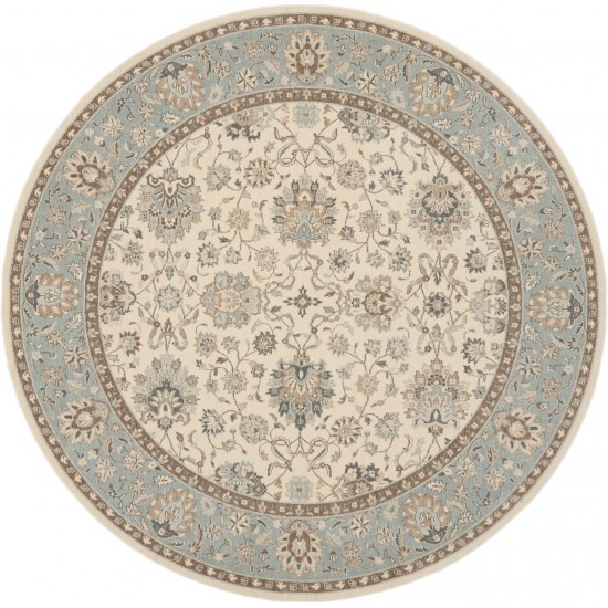 Nourison Living Treasures LI16 Area Rug, Ivory/Aqua, 7'10" x Round