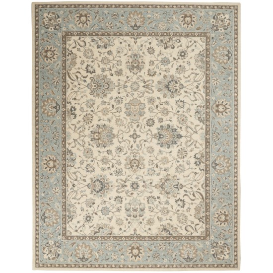 Nourison Living Treasures LI16 Area Rug, Ivory/Aqua, 7'6" x 9'6"