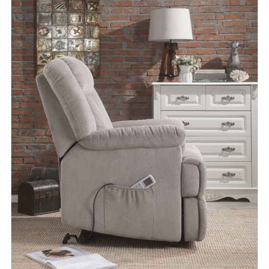 ACME Ixia Recliner w/Power Lift & Massage, Light Gray Fabric