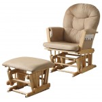 ACME Rehan 2Pc Pack Glider Chair & Ottoman, Taupe Microfiber & Natural Oak